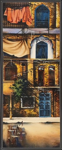 Aisha Khan, 12 x 30 Inch, Watercolor on Paper, Cityscape Painting, AC-AHK-010